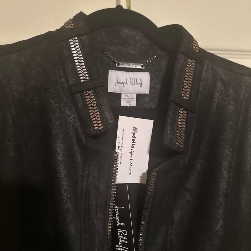 Joseph Ribkoff 213948R Black Faux Leather Jacket New with Tags